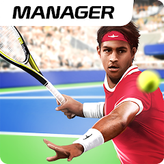 In Top Seed Tennis Manager 2023, there are two tennis players struggling with it in a colorful courtroom.