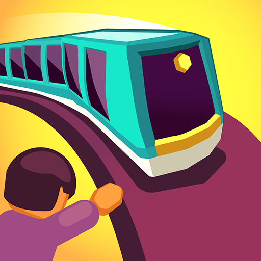 Stunning Train Taxi APK screenshot of the educated taxi picking up users in a colorful cityscape