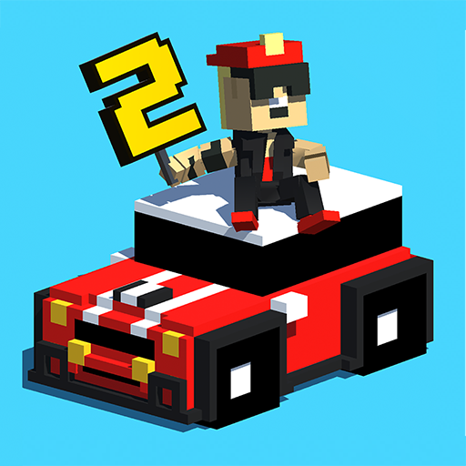 Police chase a blocky car in Smashy Road: Wanted 2 APK.