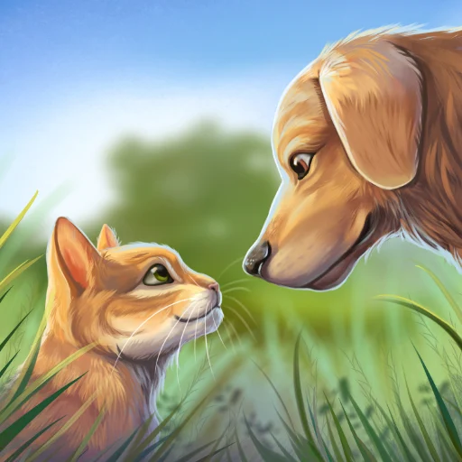 Within Pet World: My Animal Shelter APK, a lovable Labrador performs fetch in a brilliant, verdant park.