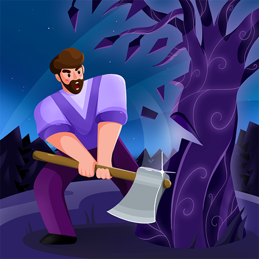 In Idle Lumberjack 3D, a woodcutter chops down trees with an awl.