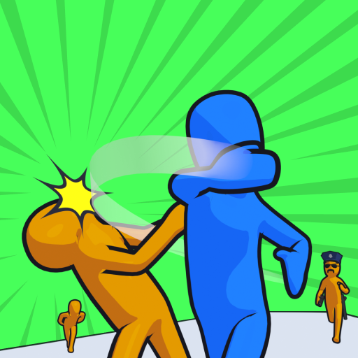 In the APK game Slap and Run, a blue stickman slaps faces.