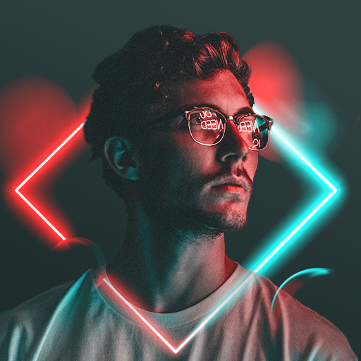 Neon Art Photo Editor APK transformed the photo with colorful neon effects.