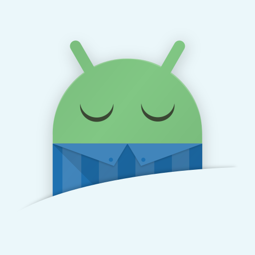 A telephone screen showing Sleep as Android APK and a person sleeping soundly.