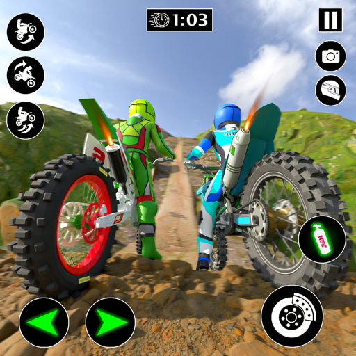 In Motocross Race Dirt Bike Games APK, a rider flips a dirt motorcycle in the air.