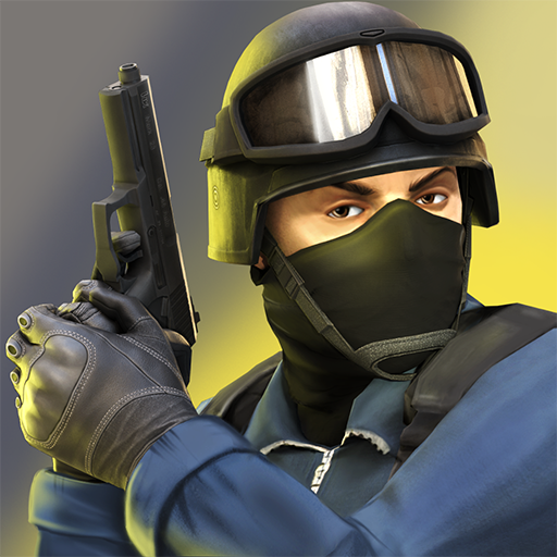 A screenshot of Critical Strike CS APK demonstrates the games fierce 5v5 fight, many maps, and full-size weaponry.