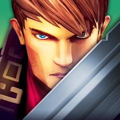 Stormblades APK depicts a warrior brandishing a powerful sword and getting ready for a bloody battle.