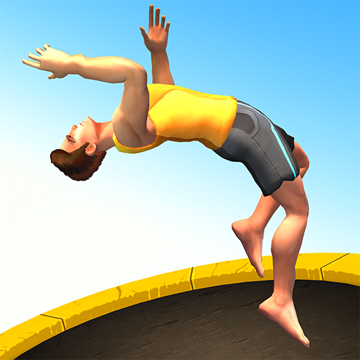 In the game Flip Master, a person does a beautiful backflip on a trampoline.