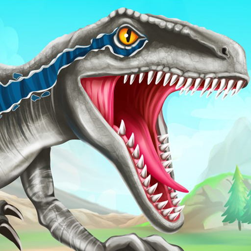 Dino Battle APK features a colorful and ferocious dinosaur engaged in a captivating struggle.