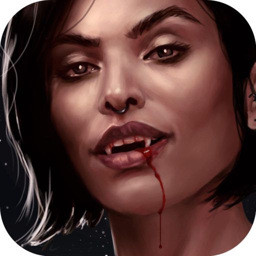 The sinister attraction of Vampire: The Masquerade APK is embodied by a blood-soaked vampire standing in the darkness.