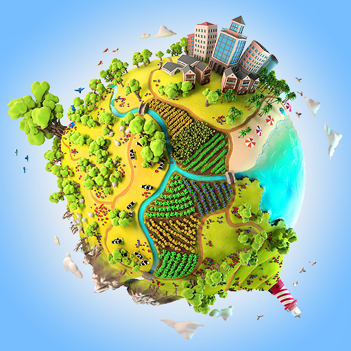 A brilliant and colorful virtual environment with player-made structures and landscapes