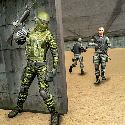 Screenshot of a real-time gunfight from the online game Real Commando Secret Mission