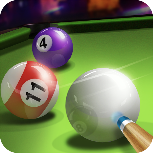 A professional player in Pooking, Billiards City, seeks to pocket a ball.