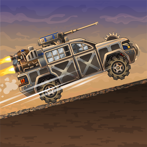 Earn to Die 2 APK shows a strong, upgraded automobile tearing through a pack of zombies.