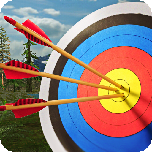 A gameplay image from Archery Master 3D APK shows a particular arrow shot that correctly hits the goal.